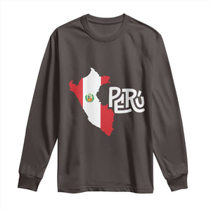 Peruvian Pride Long Sleeve Shirt Peru Est. 1821 TS09 Dark Chocolate Print Your Wear