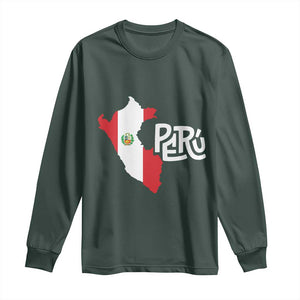 Peruvian Pride Long Sleeve Shirt Peru Est. 1821 TS09 Dark Forest Green Print Your Wear