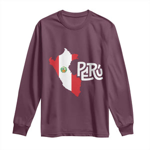 Peruvian Pride Long Sleeve Shirt Peru Est. 1821 TS09 Maroon Print Your Wear