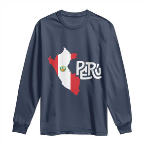 Peruvian Pride Long Sleeve Shirt Peru Est. 1821 TS09 Navy Print Your Wear