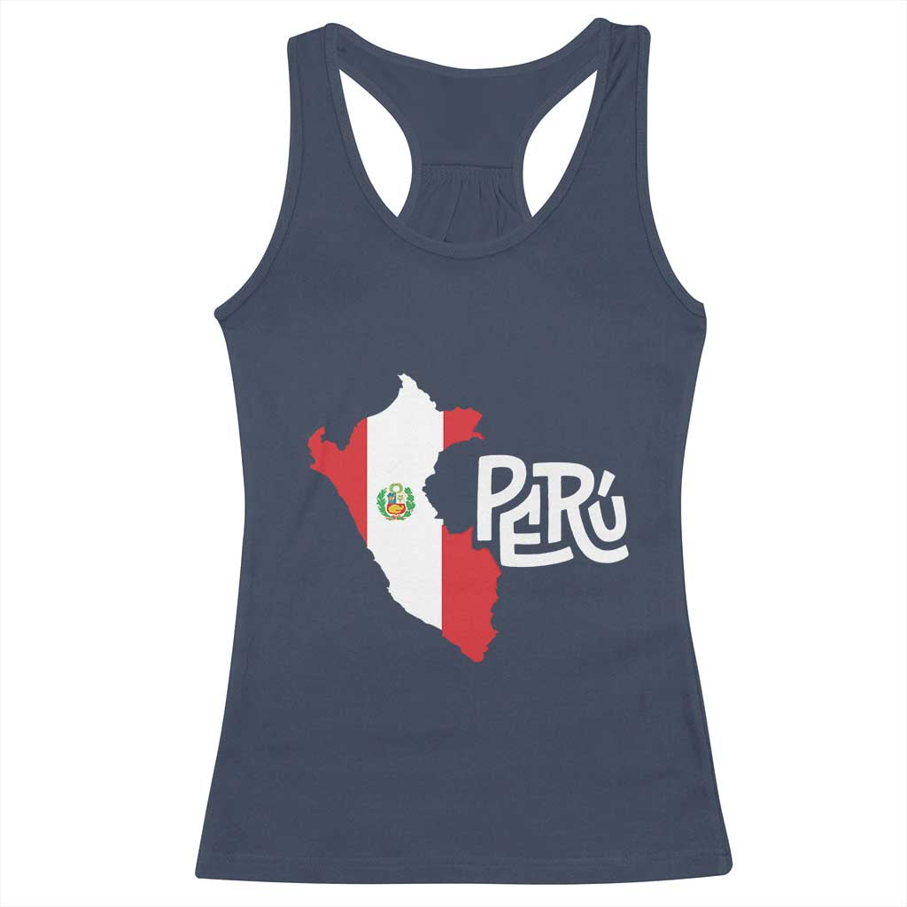 Peruvian Pride Racerback Tank Top Peru Est. 1821 TS09 Navy Print Your Wear