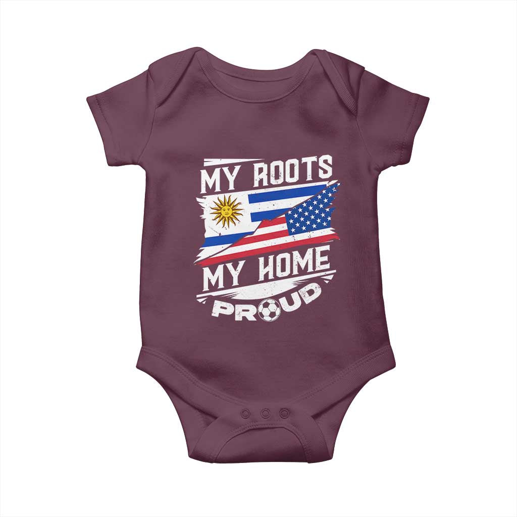 Uruguayan American Baby Onesie My Roots My Home Proud TS09 Maroon Print Your Wear