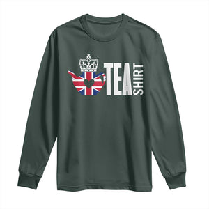 Funny English Tea UK Flag Long Sleeve Shirt TS09 Dark Forest Green Print Your Wear