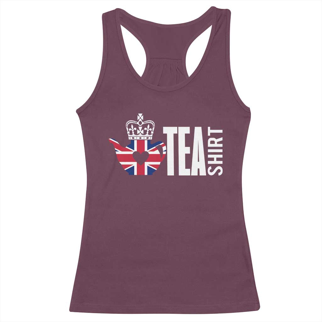 Funny English Tea UK Flag Racerback Tank Top TS09 Maroon Print Your Wear