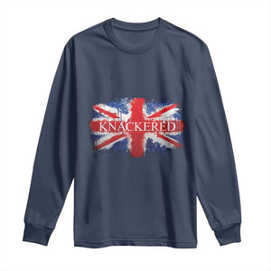 Funny Knackered The UK Flag British Long Sleeve Shirt TS09 Navy Print Your Wear