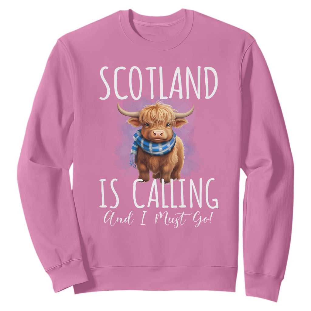 Scotland is Calling and I must Go Highland Cow Sweatshirt TS09 Azalea Print Your Wear