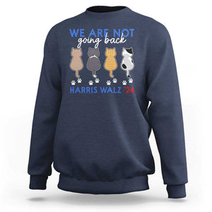 Harris Walz 2024 Sweatshirt We're Not Going Back Kamala Cute Cats TS09 Navy Print Your Wear