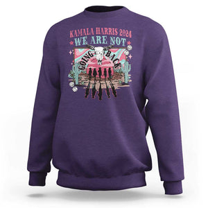 Harris Walz 2024 Sweatshirt We're Not Going Back Kamala Cowboy Cowgirl TS09 Purple Print Your Wear