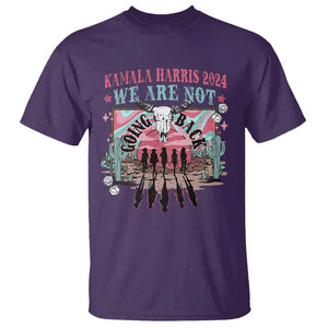 Harris Walz 2024 T Shirt We're Not Going Back Kamala Cowboy Cowgirl TS09 Purple Print Your Wear