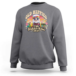 Old Hippies For Harris Walz 2024 Sweatshirt Kamala Support Groovy Vintage Boho TS09 Charcoal Print Your Wear