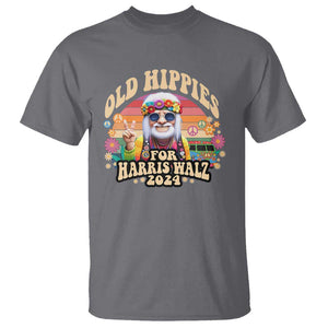 Old Hippies For Harris Walz 2024 T Shirt Kamala Support Groovy Vintage Boho TS09 Charcoal Print Your Wear