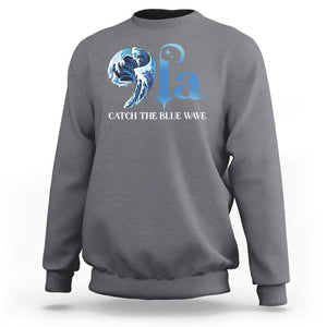 Comma La Harris Sweatshirt Kamala 2024 Catch The Blue Wave TS09 Charcoal Print Your Wear