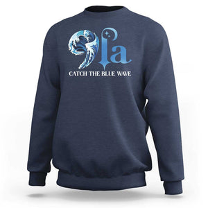 Comma La Harris Sweatshirt Kamala 2024 Catch The Blue Wave TS09 Navy Print Your Wear