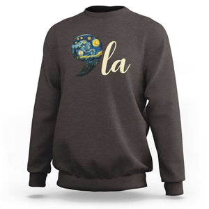 Comma La Harris Sweatshirt Kamala 2024 Starry Night Aesthetic TS09 Dark Chocolate Print Your Wear