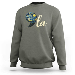 Comma La Harris Sweatshirt Kamala 2024 Starry Night Aesthetic TS09 Military Green Print Your Wear