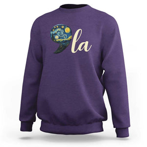 Comma La Harris Sweatshirt Kamala 2024 Starry Night Aesthetic TS09 Purple Print Your Wear