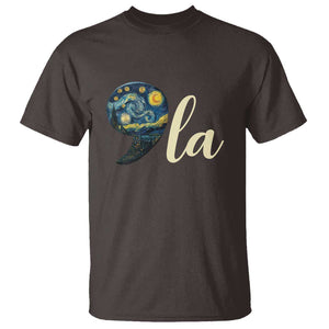 Comma La Harris T Shirt Kamala 2024 Starry Night Aesthetic TS09 Dark Chocolate Print Your Wear