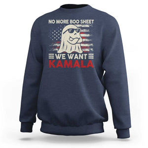 Funny Halloween Harris Sweatshirt No More Boo Sheet We Want Kamala Cool Ghost TS09 Navy Print Your Wear