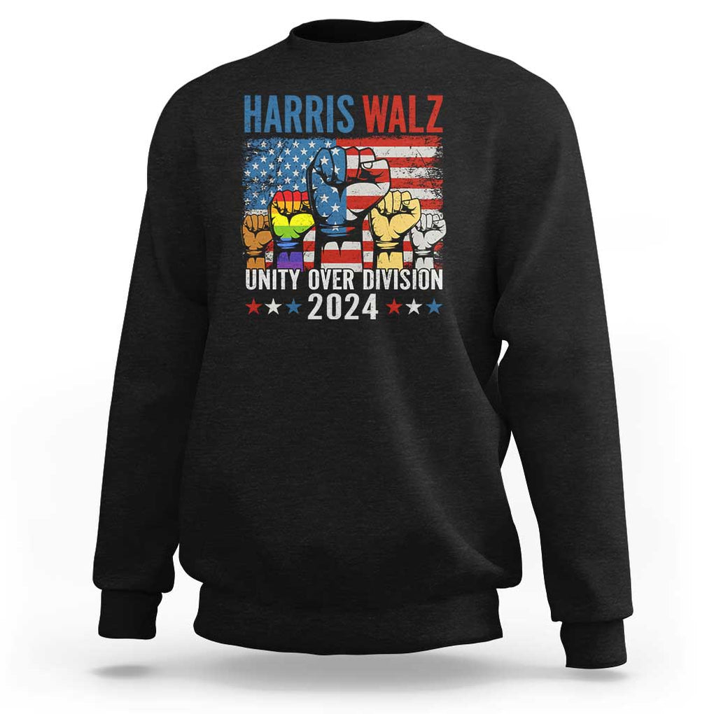 Harris Walz 2024 Sweatshirt Unity Over Division Kamala US President TS09 Black Print Your Wear