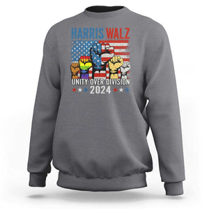 Harris Walz 2024 Sweatshirt Unity Over Division Kamala US President TS09 Charcoal Print Your Wear