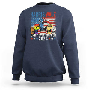 Harris Walz 2024 Sweatshirt Unity Over Division Kamala US President TS09 Navy Print Your Wear