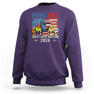 Harris Walz 2024 Sweatshirt Unity Over Division Kamala US President TS09 Purple Print Your Wear