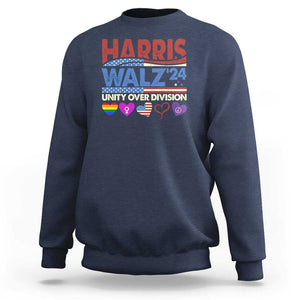 Harris Walz 2024 Sweatshirt Unity Over Division Kamala US President Election TS09 Navy Print Your Wear