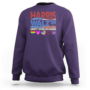 Harris Walz 2024 Sweatshirt Unity Over Division Kamala US President Election TS09 Purple Print Your Wear