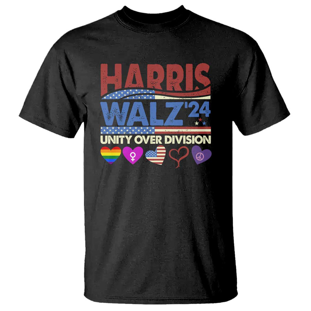 Harris Walz 2024 T Shirt Unity Over Division Kamala US President Election TS09 Black Print Your Wear