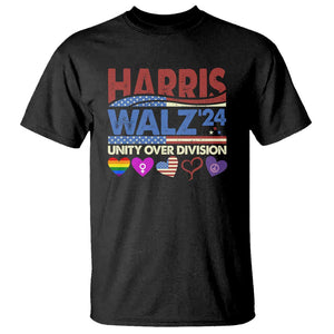 Harris Walz 2024 T Shirt Unity Over Division Kamala US President Election TS09 Black Print Your Wear