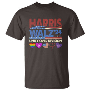 Harris Walz 2024 T Shirt Unity Over Division Kamala US President Election TS09 Dark Chocolate Print Your Wear