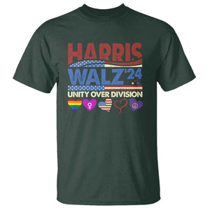 Harris Walz 2024 T Shirt Unity Over Division Kamala US President Election TS09 Dark Forest Green Print Your Wear