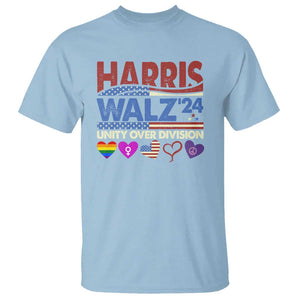 Harris Walz 2024 T Shirt Unity Over Division Kamala US President Election TS09 Light Blue Print Your Wear