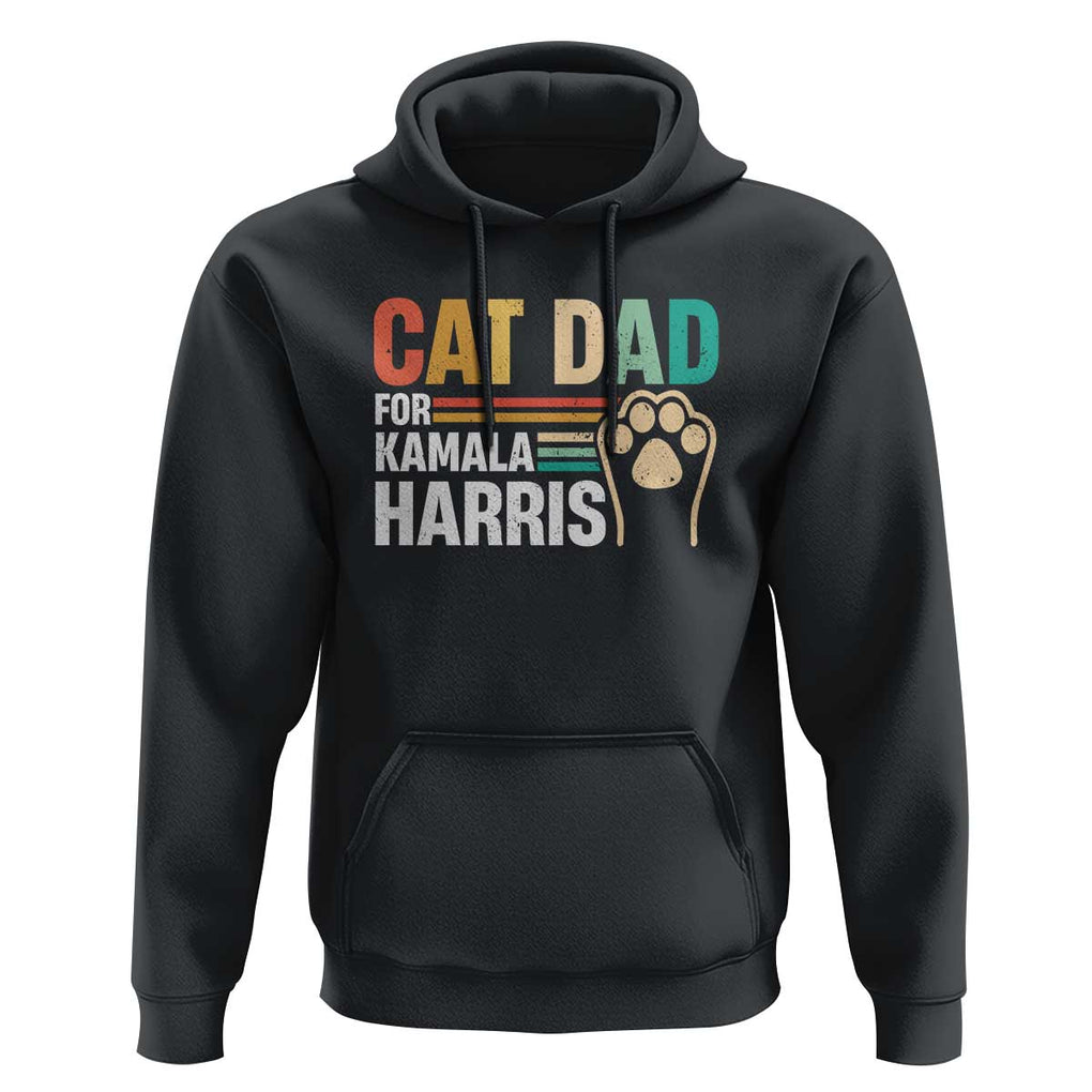 Cat Dad For Kamala Hoodie Harris 2024 Retro Cute Cats TS09 Black Print Your Wear