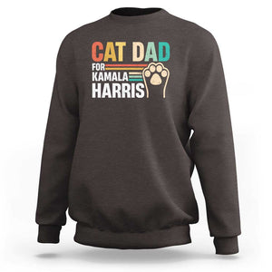 Cat Dad For Kamala Sweatshirt Harris 2024 Retro Cute Cats TS09 Dark Chocolate Print Your Wear