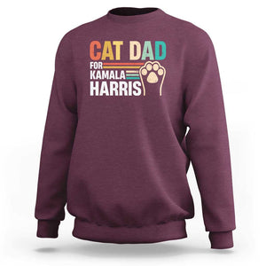 Cat Dad For Kamala Sweatshirt Harris 2024 Retro Cute Cats TS09 Maroon Print Your Wear