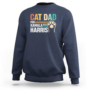 Cat Dad For Kamala Sweatshirt Harris 2024 Retro Cute Cats TS09 Navy Print Your Wear