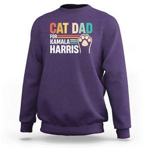 Cat Dad For Kamala Sweatshirt Harris 2024 Retro Cute Cats TS09 Purple Print Your Wear