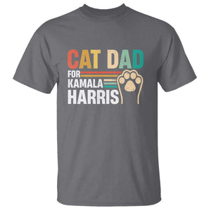 Cat Dad For Kamala T Shirt Harris 2024 Retro Cute Cats TS09 Charcoal Print Your Wear