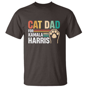 Cat Dad For Kamala T Shirt Harris 2024 Retro Cute Cats TS09 Dark Chocolate Print Your Wear