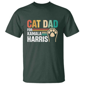 Cat Dad For Kamala T Shirt Harris 2024 Retro Cute Cats TS09 Dark Forest Green Print Your Wear