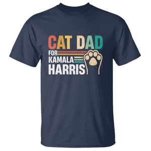 Cat Dad For Kamala T Shirt Harris 2024 Retro Cute Cats TS09 Navy Print Your Wear