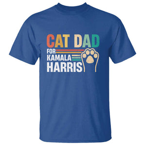 Cat Dad For Kamala T Shirt Harris 2024 Retro Cute Cats TS09 Royal Blue Print Your Wear