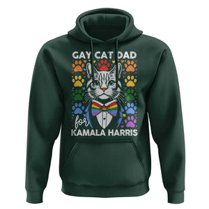 Gay Cat Dad For Kamala Hoodie Harris LGBT Support 2024 TS09 Dark Forest Green Print Your Wear