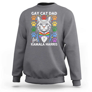 Gay Cat Dad For Kamala Sweatshirt Harris LGBT Support 2024 TS09 Charcoal Print Your Wear