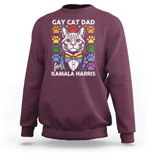 Gay Cat Dad For Kamala Sweatshirt Harris LGBT Support 2024 TS09 Maroon Print Your Wear