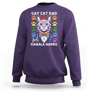 Gay Cat Dad For Kamala Sweatshirt Harris LGBT Support 2024 TS09 Purple Print Your Wear