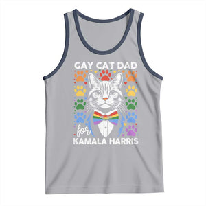 Gay Cat Dad For Kamala Tank Top Harris LGBT Support 2024 TS09 Athletic Heather Navy Print Your Wear