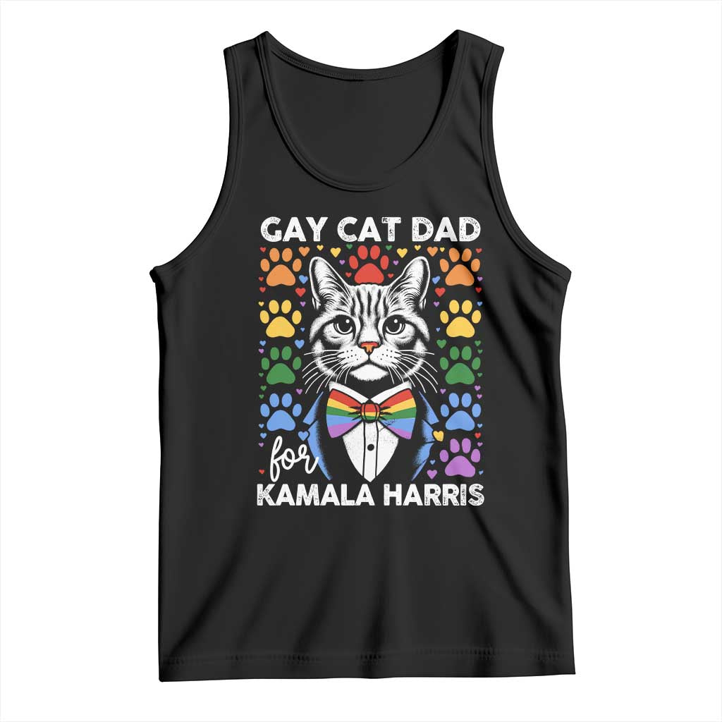 Gay Cat Dad For Kamala Tank Top Harris LGBT Support 2024 TS09 Black Print Your Wear