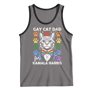 Gay Cat Dad For Kamala Tank Top Harris LGBT Support 2024 TS09 Deep Heather Black Print Your Wear